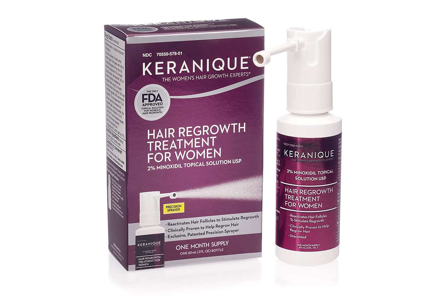 Keranique头发再生治疗女性2%米诺地尔外用溶液USP