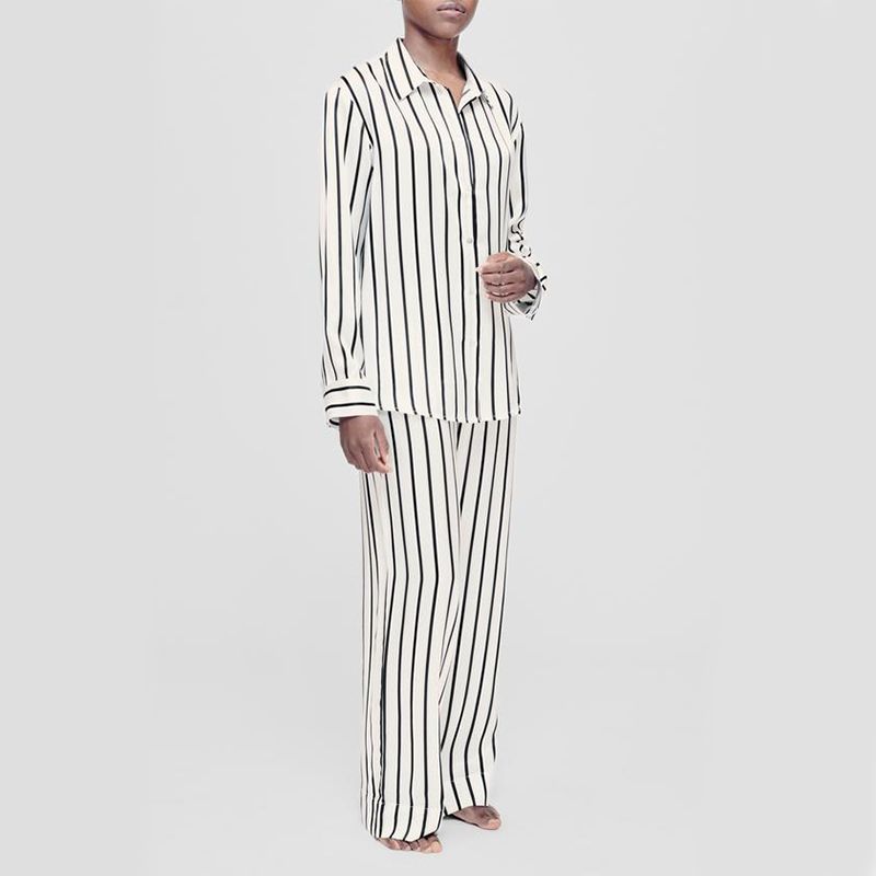 Asceno-London-Jet-Black-Striped-Silk-Pyjama-Shirt