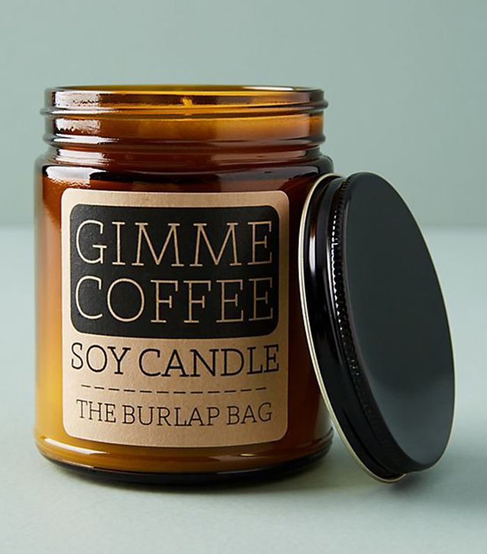 “给我咖啡”香味的粗麻袋大豆蜡烛