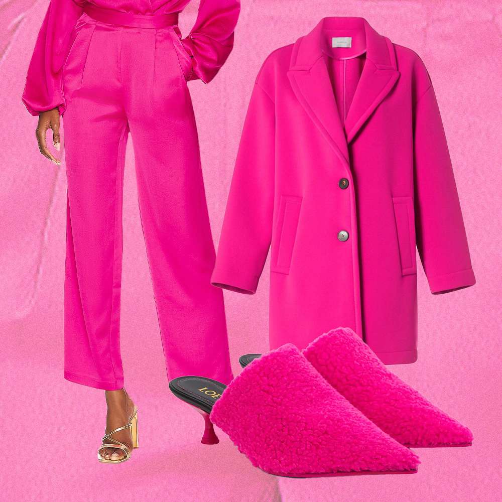 粉红色裤子套装拼贴