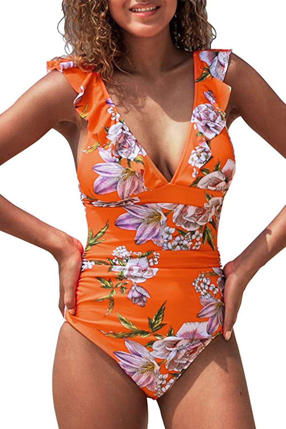 cupshe-V-Neck-One-Piece-Swimsuit