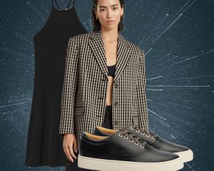 8月风格星座双鱼座:黑色礼服,检查运动夹克,皮革运动鞋