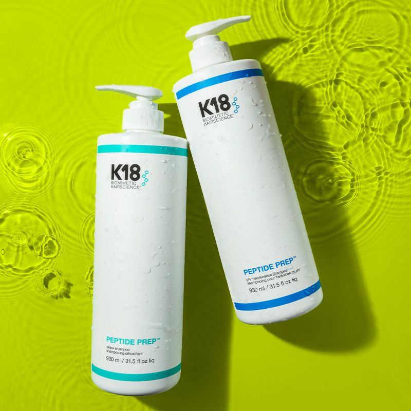 K18洗发水，绿色背景