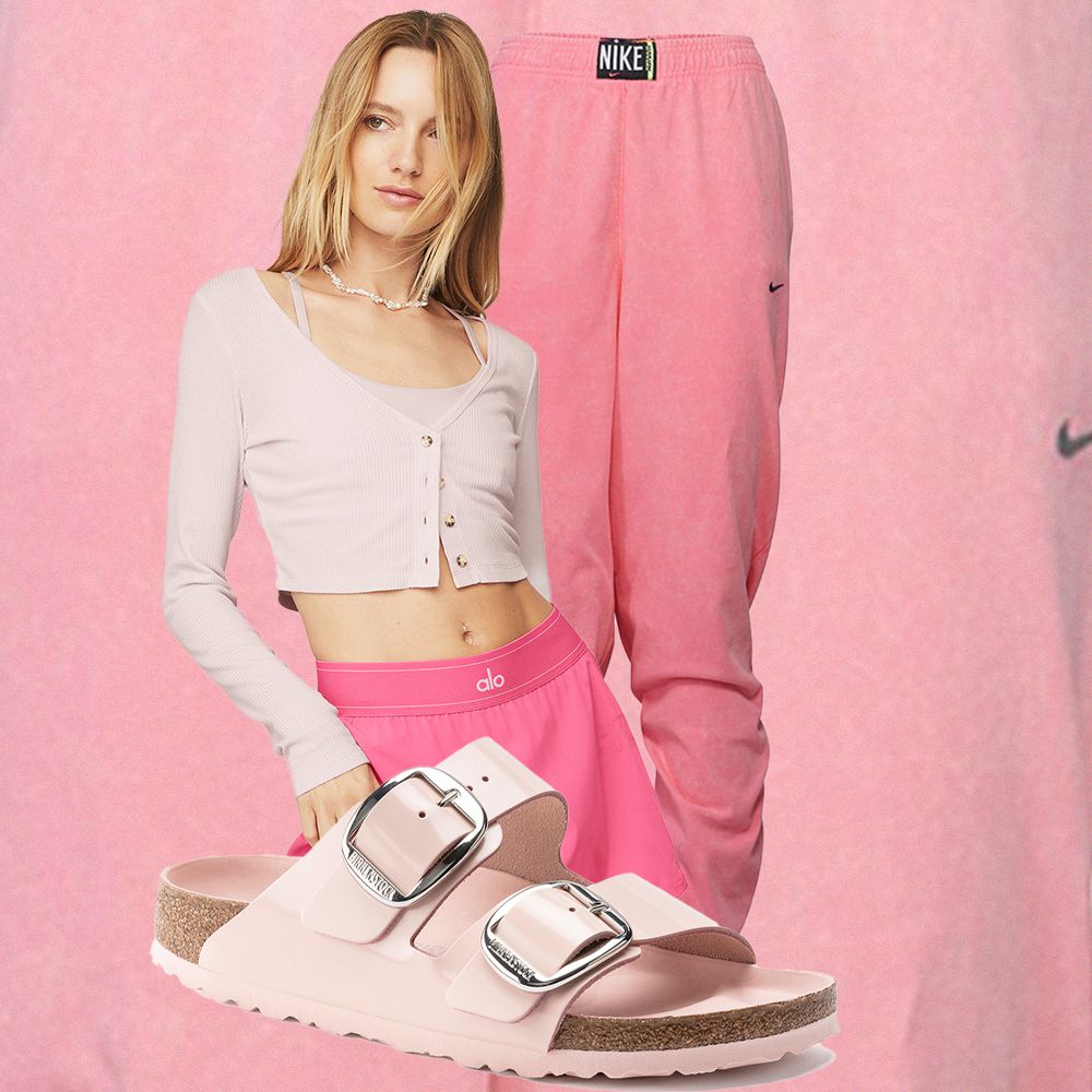 粉红色运动裤套装拼贴