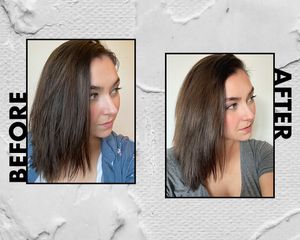 美容作家罗兰·萨维尼在使用奥拉普斯洗发水前后进行了对比