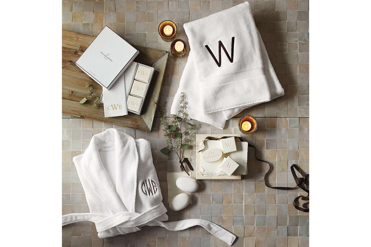 Williams Sonoma家用字母组合香皂;毛巾礼品套装