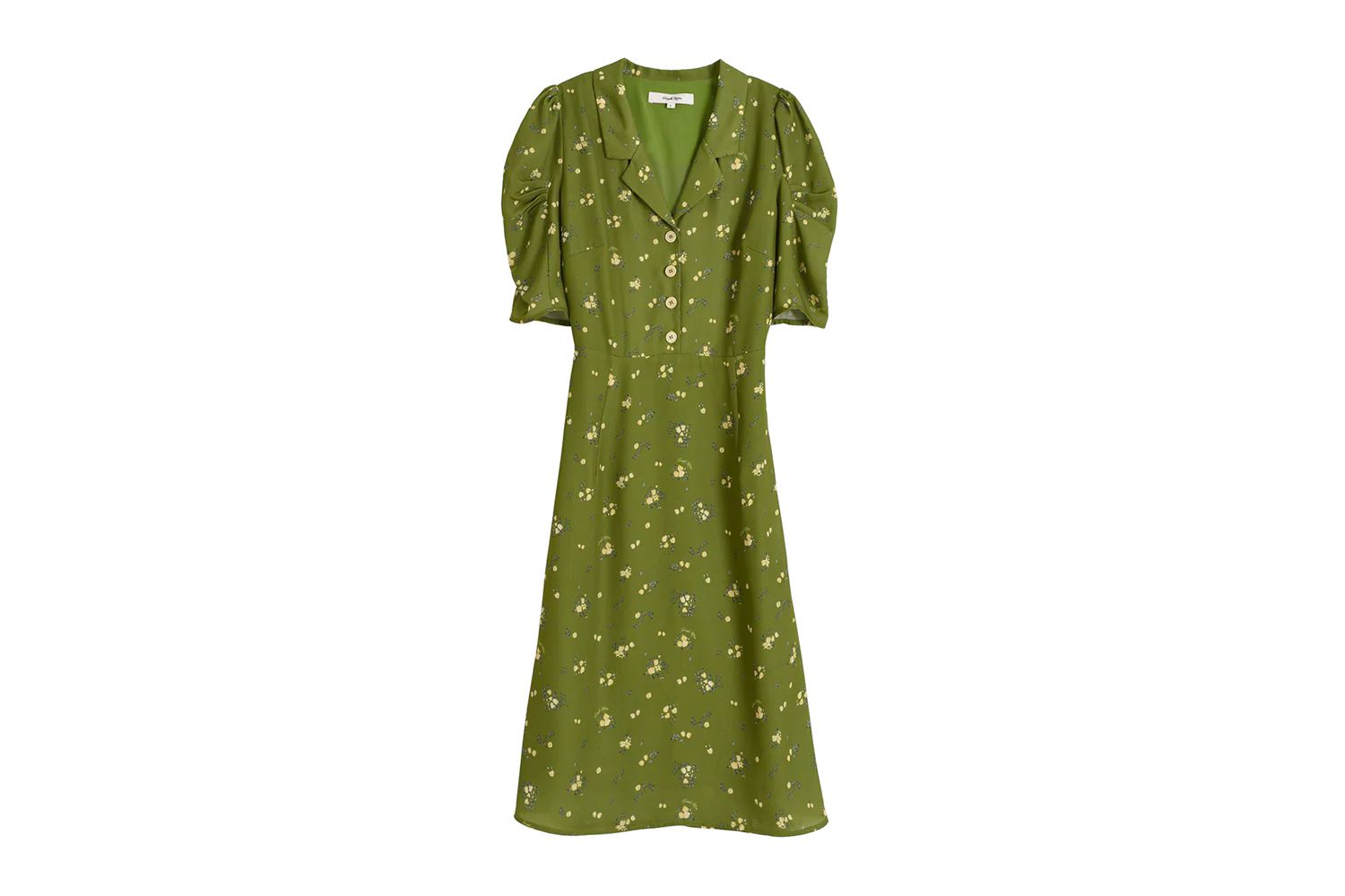 简单的复古范尼印花绿茶连衣裙